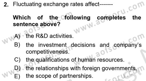 Introduction to Business Dersi 2019 - 2020 Yılı (Final) Dönem Sonu Sınav Soruları 2. Soru