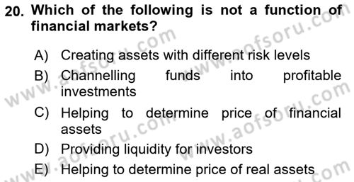 Introduction to Business Dersi 2019 - 2020 Yılı (Final) Dönem Sonu Sınav Soruları 20. Soru