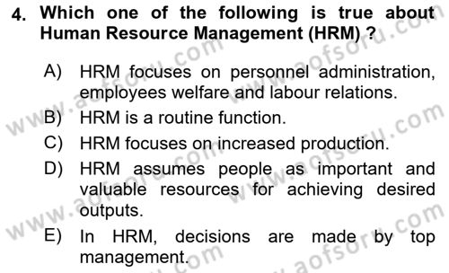 Introduction to Business Dersi 2019 - 2020 Yılı (Final) Dönem Sonu Sınav Soruları 4. Soru