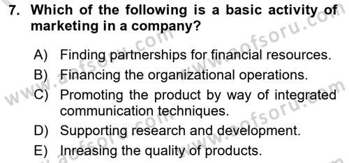 Introduction to Business Dersi 2019 - 2020 Yılı (Final) Dönem Sonu Sınav Soruları 7. Soru