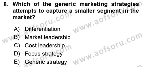 Introduction to Business Dersi 2019 - 2020 Yılı (Final) Dönem Sonu Sınav Soruları 8. Soru