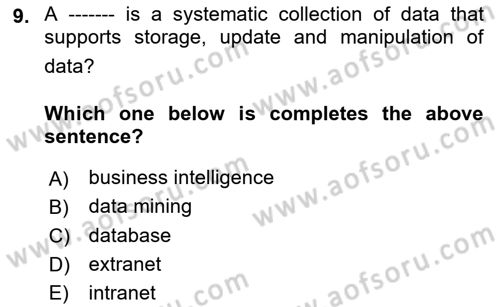 Introduction to Business Dersi 2019 - 2020 Yılı (Final) Dönem Sonu Sınav Soruları 9. Soru