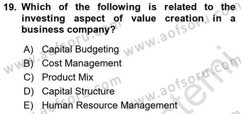 Introduction to Business Dersi 2020 - 2021 Yılı Yaz Okulu Sınav Soruları 19. Soru