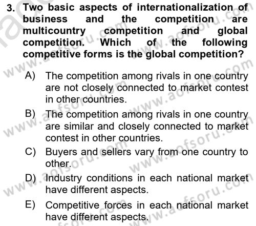 Introduction to Business Dersi 2020 - 2021 Yılı Yaz Okulu Sınav Soruları 3. Soru