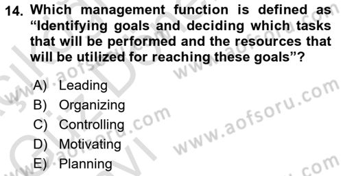Introduction to Business Dersi 2021 - 2022 Yılı (Vize) Ara Sınav Soruları 14. Soru