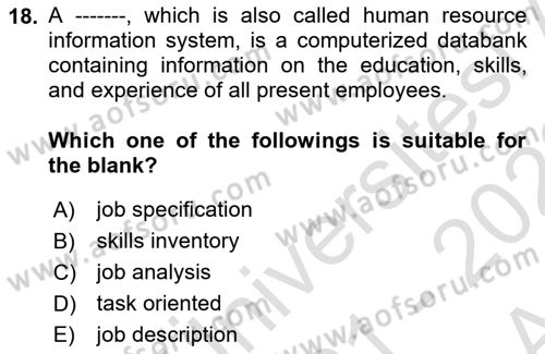 Introduction to Business Dersi 2021 - 2022 Yılı (Vize) Ara Sınav Soruları 18. Soru