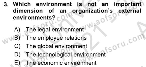 Introduction to Business Dersi 2021 - 2022 Yılı (Vize) Ara Sınav Soruları 3. Soru
