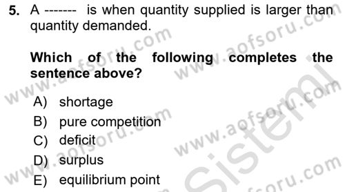 Introduction to Business Dersi 2021 - 2022 Yılı (Vize) Ara Sınav Soruları 5. Soru