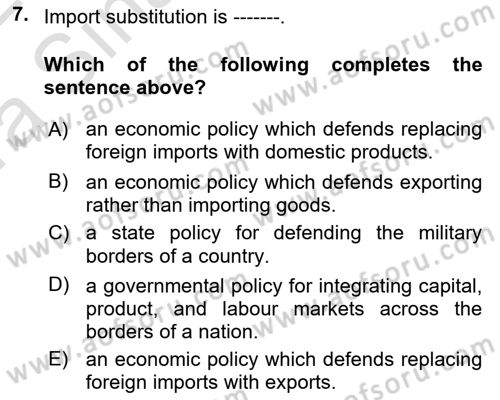 Introduction to Business Dersi Ara Sınavı Deneme Sınav Soruları 7. Soru