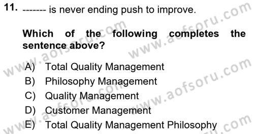 Introduction to Business Dersi 2021 - 2022 Yılı (Final) Dönem Sonu Sınav Soruları 11. Soru