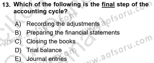 Introduction to Business Dersi 2021 - 2022 Yılı (Final) Dönem Sonu Sınav Soruları 13. Soru
