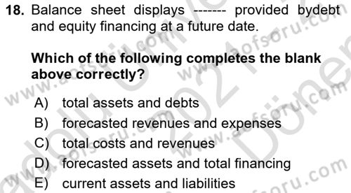 Introduction to Business Dersi 2021 - 2022 Yılı (Final) Dönem Sonu Sınav Soruları 18. Soru