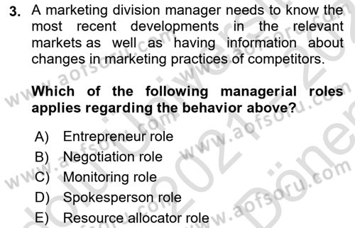 Introduction to Business Dersi 2021 - 2022 Yılı (Final) Dönem Sonu Sınav Soruları 3. Soru
