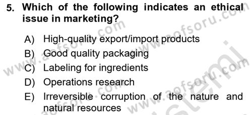 Introduction to Business Dersi 2021 - 2022 Yılı (Final) Dönem Sonu Sınav Soruları 5. Soru