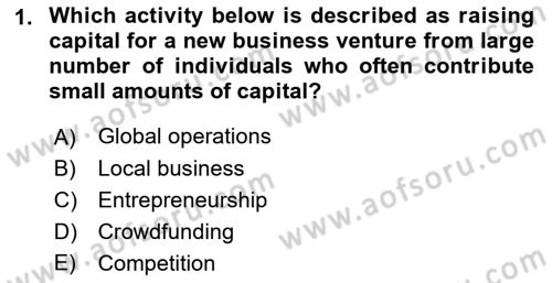 Introduction to Business Dersi 2021 - 2022 Yılı Yaz Okulu Sınav Soruları 1. Soru