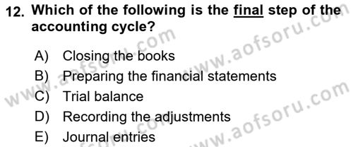 Introduction to Business Dersi 2021 - 2022 Yılı Yaz Okulu Sınav Soruları 12. Soru