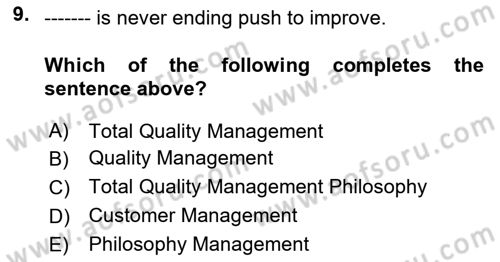 Introduction to Business Dersi 2021 - 2022 Yılı Yaz Okulu Sınav Soruları 9. Soru