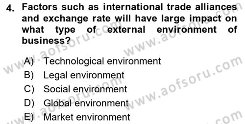 Introduction to Business Dersi 2022 - 2023 Yılı (Vize) Ara Sınavı 4. Soru