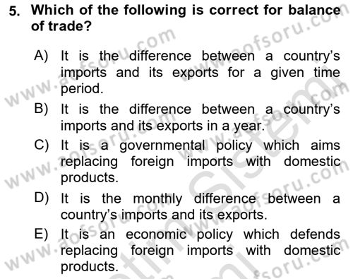 Introduction to Business Dersi 2022 - 2023 Yılı (Vize) Ara Sınavı 5. Soru