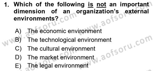 Introduction to Business Dersi 2022 - 2023 Yılı (Final) Dönem Sonu Sınav Soruları 1. Soru