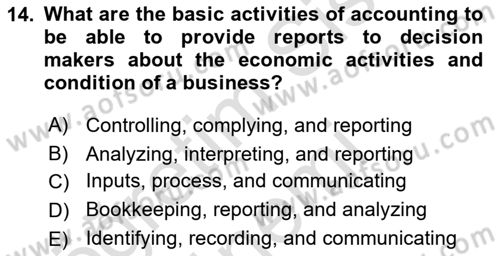 Introduction to Business Dersi 2022 - 2023 Yılı (Final) Dönem Sonu Sınav Soruları 14. Soru