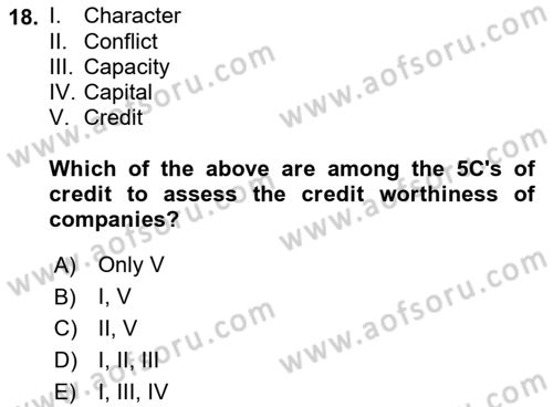 Introduction to Business Dersi 2022 - 2023 Yılı (Final) Dönem Sonu Sınav Soruları 18. Soru