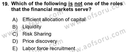 Introduction to Business Dersi 2022 - 2023 Yılı (Final) Dönem Sonu Sınav Soruları 19. Soru