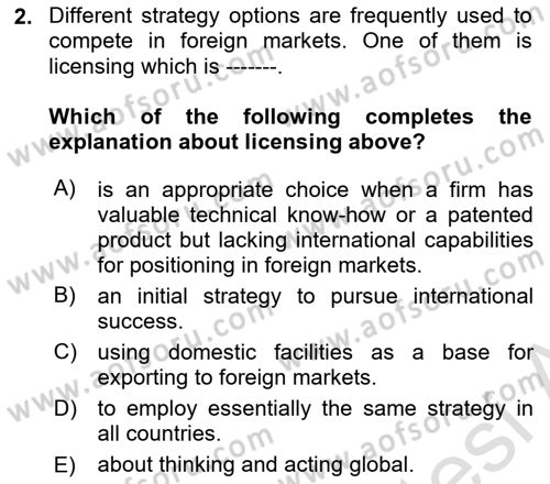 Introduction to Business Dersi 2022 - 2023 Yılı (Final) Dönem Sonu Sınav Soruları 2. Soru