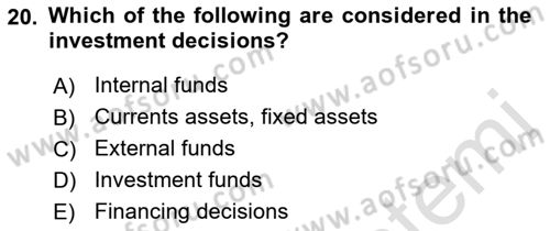 Introduction to Business Dersi 2022 - 2023 Yılı (Final) Dönem Sonu Sınav Soruları 20. Soru