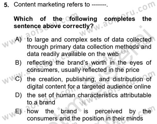Introduction to Business Dersi 2022 - 2023 Yılı (Final) Dönem Sonu Sınav Soruları 5. Soru