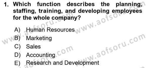 Introduction to Business Dersi 2022 - 2023 Yılı Yaz Okulu Sınav Soruları 1. Soru