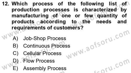 Introduction to Business Dersi 2022 - 2023 Yılı Yaz Okulu Sınav Soruları 12. Soru