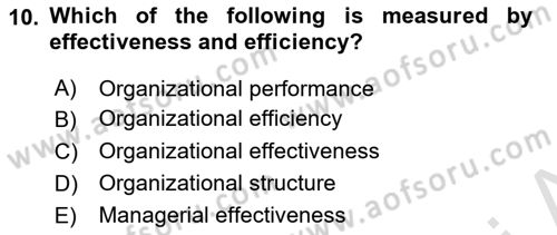 Introduction to Business Dersi 2023 - 2024 Yılı (Vize) Ara Sınav Soruları 10. Soru
