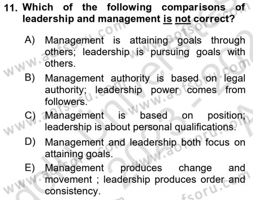 Introduction to Business Dersi Ara Sınavı Deneme Sınav Soruları 11. Soru