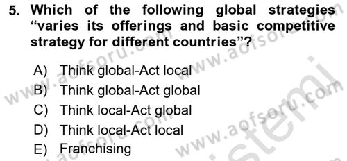 Introduction to Business Dersi 2023 - 2024 Yılı (Vize) Ara Sınav Soruları 5. Soru