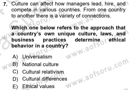 Introduction to Business Dersi 2023 - 2024 Yılı (Vize) Ara Sınav Soruları 7. Soru