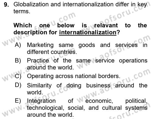 Introduction to Business Dersi 2023 - 2024 Yılı (Vize) Ara Sınav Soruları 9. Soru