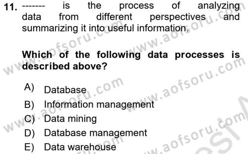 Introduction to Business Dersi 2023 - 2024 Yılı (Final) Dönem Sonu Sınav Soruları 11. Soru