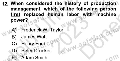 Introduction to Business Dersi 2023 - 2024 Yılı (Final) Dönem Sonu Sınav Soruları 12. Soru
