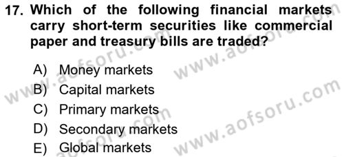 Introduction to Business Dersi 2023 - 2024 Yılı (Final) Dönem Sonu Sınav Soruları 17. Soru
