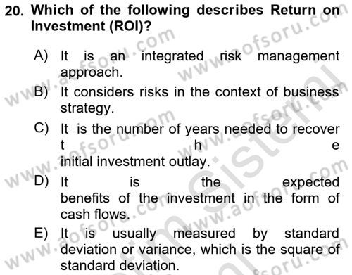Introduction to Business Dersi 2023 - 2024 Yılı (Final) Dönem Sonu Sınav Soruları 20. Soru