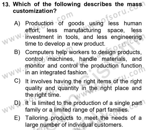 Introduction to Business Dersi 2023 - 2024 Yılı Yaz Okulu Sınav Soruları 13. Soru