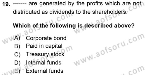 Introduction to Business Dersi 2023 - 2024 Yılı Yaz Okulu Sınav Soruları 19. Soru