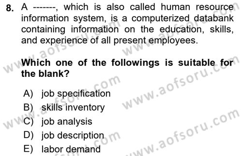 Introduction to Business Dersi 2023 - 2024 Yılı Yaz Okulu Sınav Soruları 8. Soru