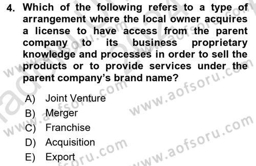 Introduction to Business Dersi Ara Sınavı Deneme Sınav Soruları 4. Soru