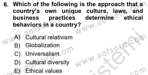Introduction to Business Dersi Ara Sınavı Deneme Sınav Soruları 6. Soru