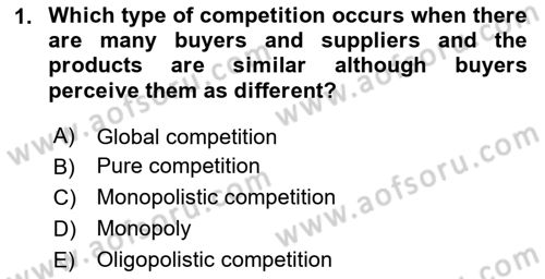 Introduction to Business Dersi 2024 - 2025 Yılı (Final) Dönem Sonu Sınav Soruları 1. Soru