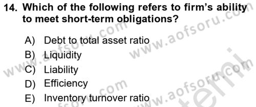 Introduction to Business Dersi 2024 - 2025 Yılı (Final) Dönem Sonu Sınav Soruları 14. Soru