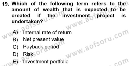Introduction to Business Dersi 2024 - 2025 Yılı (Final) Dönem Sonu Sınav Soruları 19. Soru