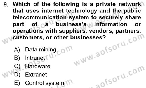 Introduction to Business Dersi 2024 - 2025 Yılı (Final) Dönem Sonu Sınav Soruları 9. Soru